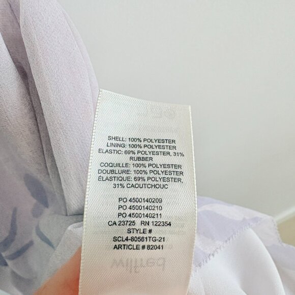 Aritzia Wilfred Catamaran Tiered Smocked Printed Dress Lavender Lilac Purple XS - Picture 8 of 8